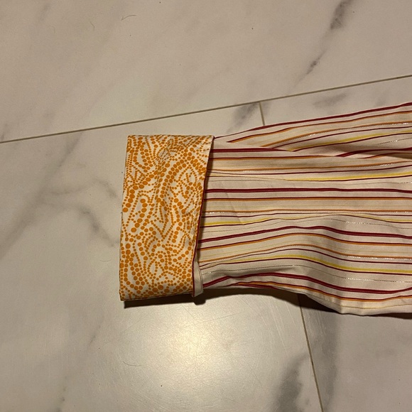 Chicos size 2 (large) striped button up top 3/4 sleeves flip cuff spring casual - Picture 7 of 7